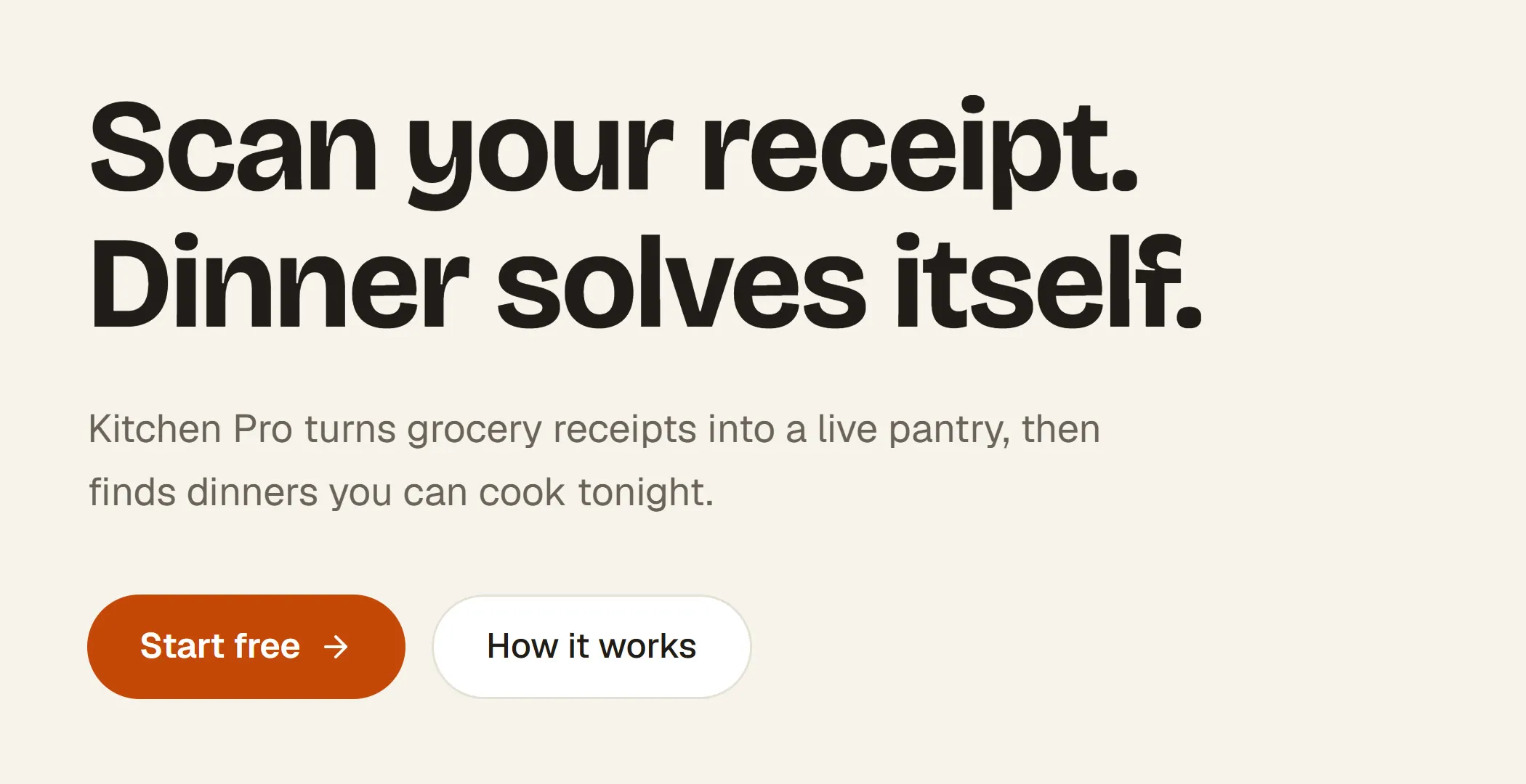 A large two-line headline with a short paragraph and two buttons