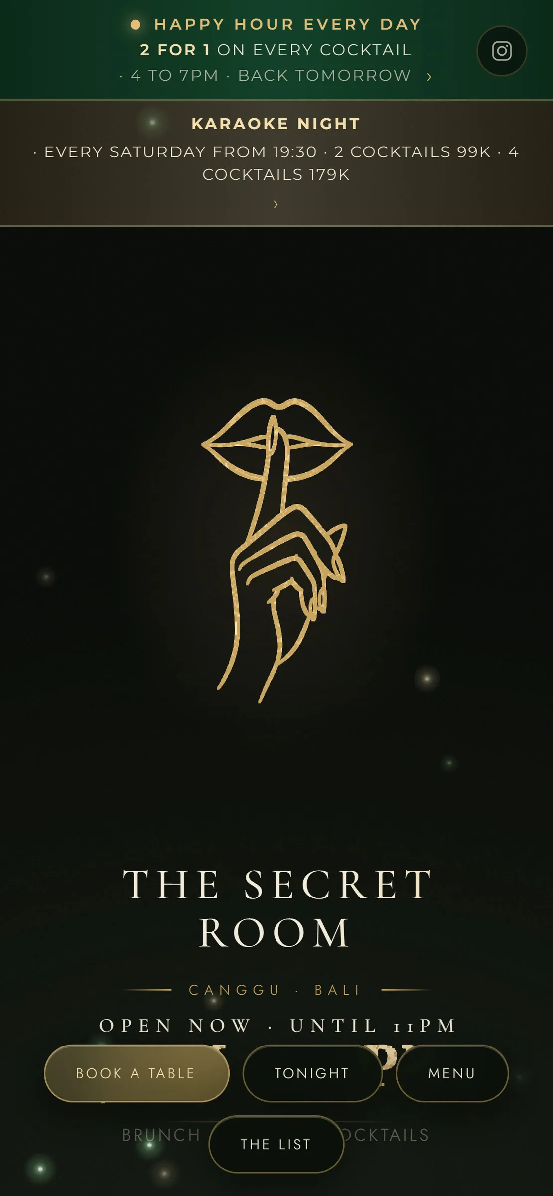 The Secret Room home page on a phone